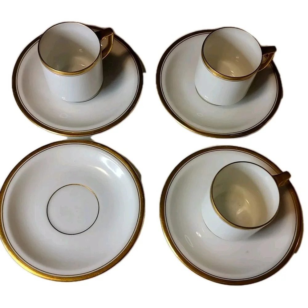 Bavaria Thomas Theee Demitasse Cups and Four Saucers Collection Antique‎ Germany